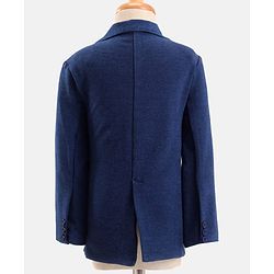 Babyhug Woven Full Sleeves Solid Color 3 Piece Party Suit with Bow - Navy Blue