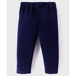Babyhug Woven Full Sleeves Solid Color 3 Piece Party Suit with Bow - Navy Blue