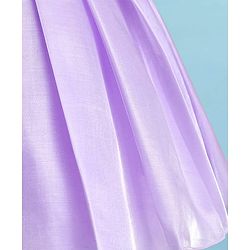 Babyhug Woven Half Puffed Sleeves Solid Colour Fit & Flared Pleated Party Dress with Pearl Detailing - Lilac