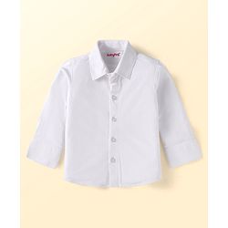 Babyhug Woven Full Sleeves Party Wear Shirt With Dungaree Suspendors & Cap -  Light Blue