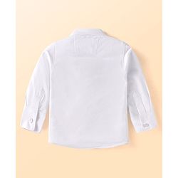 Babyhug Woven Full Sleeves Party Wear Shirt With Dungaree Suspendors & Cap -  Light Blue