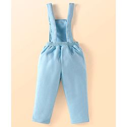 Babyhug Woven Full Sleeves Party Wear Shirt With Dungaree Suspendors & Cap -  Light Blue