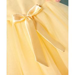 Babyhug Woven Half Puffed Sleeves Fit & Flared Party Dress with 3D Butterfly Applique & Bow Detailing - Yellow
