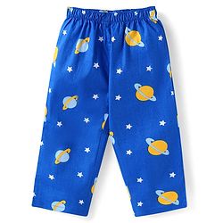 Babyhug Cotton Woven Full Sleeves Night Suit Space Theme Print - Blue