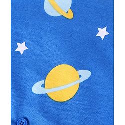 Babyhug Cotton Woven Full Sleeves Night Suit Space Theme Print - Blue