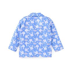 Babyhug Cotton Woven Full Sleeves Front Open Night Suit With Bunnies Print - Blue