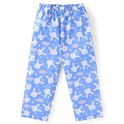Babyhug Cotton Woven Full Sleeves Front Open Night Suit With Bunnies Print - Blue