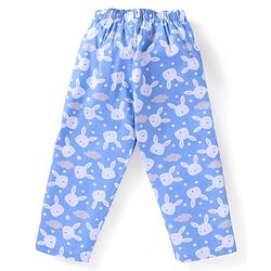 Babyhug Cotton Woven Full Sleeves Front Open Night Suit With Bunnies Print - Blue