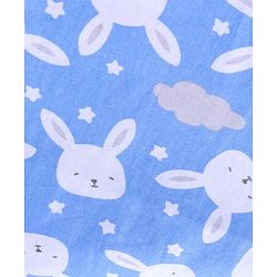 Babyhug Cotton Woven Full Sleeves Front Open Night Suit With Bunnies Print - Blue