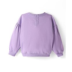 Babyhug Disney Terry Knitted Full Sleeves Sweatshirt With Minnie Mouse Design Bow & Badge Detailing - Purple