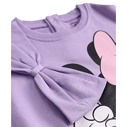 Babyhug Disney Terry Knitted Full Sleeves Sweatshirt With Minnie Mouse Design Bow & Badge Detailing - Purple