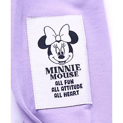 Babyhug Disney Terry Knitted Full Sleeves Sweatshirt With Minnie Mouse Design Bow & Badge Detailing - Purple