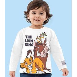 Babyhug Disney Single Jersey Knit Full Sleeves T-Shirt With Lion King Print - White