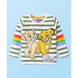 Babyhug Disney Single Jersey Knit Full Sleeves T-Shirt With Lion King Print - White