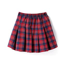 Babyhug Cotton Knit Full Sleeves Ribbed Top & Checkered Skirt Set - Maroon