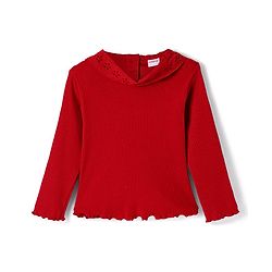 Babyhug Cotton Knit Full Sleeves Ribbed Top & Checkered Skirt Set - Red