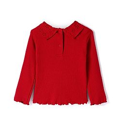 Babyhug Cotton Knit Full Sleeves Ribbed Top & Checkered Skirt Set - Red