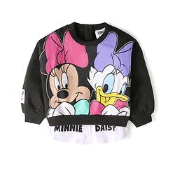 Babyhug Disney Terry Knit Full Sleeves Overlapped Sweatshirt & Lounge Pant with Minnie Mouse Graphics - Charcoal Grey