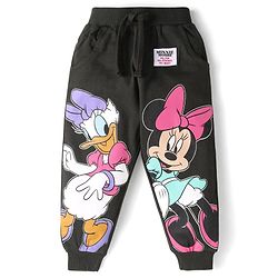Babyhug Disney Terry Knit Full Sleeves Overlapped Sweatshirt & Lounge Pant with Minnie Mouse Graphics - Charcoal Grey