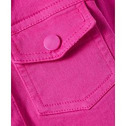 Babyhuhg Cotton Knit Full Sleeves Solid Colour Jacket with Floral Printed Tiered Frock - White & Dark Pink