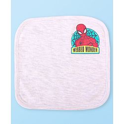 Babyhug Marvel Interlock Knit Wash cloth With Spider Man Graphics L 28 x B 28 cm Pack of 3 - White Yellow & Blue