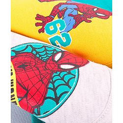 Babyhug Marvel Interlock Knit Wash cloth With Spider Man Graphics L 28 x B 28 cm Pack of 3 - White Yellow & Blue