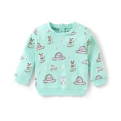 Babyhug Terry Knit Full Sleeves Puppy Printed T-Shirt & Jogger Set - Blue & Cream