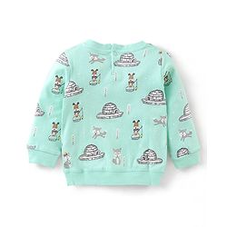 Babyhug Terry Knit Full Sleeves Puppy Printed T-Shirt & Jogger Set - Blue & Cream