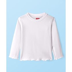 Babyhug Cotton Woven Frock & Full Sleeves Inner Tee With Floral Print - White