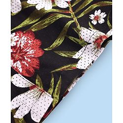 Babyhug Cotton Woven Frock & Full Sleeves Inner Tee With Floral Print - White