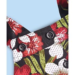 Babyhug Cotton Woven Frock & Full Sleeves Inner Tee With Floral Print - White