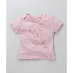 Babyhug Half Sleeves Tee New In Town Print - Pink