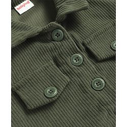 Babyhug Cotton Knit Full Sleeves Solid Colour Shirt & Legging Set - Olive Green