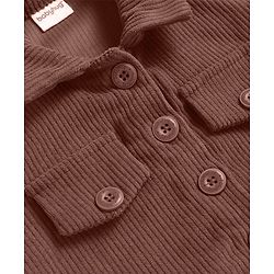 Babyhug Cotton Knit Full Sleeves Solid Shirt & Legging Set - Rust Orange