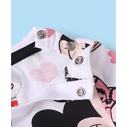 Babyhug Disney Single Jersey Knit Full Sleeves Nightsuit  With Minnie Mouse Graphics - White & Pink