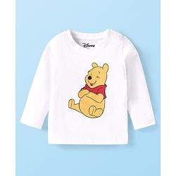 Babyhug Disney Single Jersey Knit Dungaree & Full Sleeves T-Shirt With Winnie The Pooh Graphics - Red & White