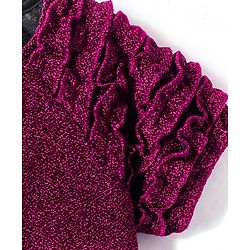 Babyhug Woven Half Raglan Sleeves Frill Details Textured Party Top - Wine