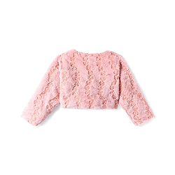 Babyhug Fur Woven Full Sleeves Winter Jacket with Floral Applique - Pink