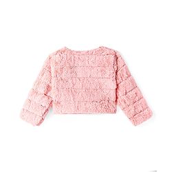 Babyhug Fur Woven Full Sleeves Solid Color Winter Jacket  - Pink