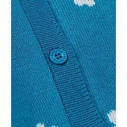 Babyhug Knitted Full Sleeves Front Open Sweater with Floral Design - Teal Blue