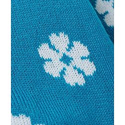 Babyhug Knitted Full Sleeves Front Open Sweater with Floral Design - Teal Blue