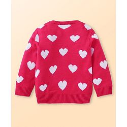 Babyhug Knit Full Sleeves Pullover Heart Design - Red