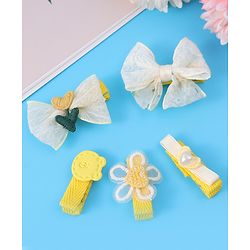 Babyhug Hair Pins And Clips With Bow & Crochet Applique Pack of 5 - Yellow