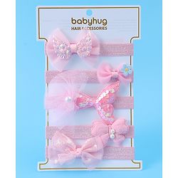 Babyhug Headbands With Bow Applique Pack of 5 - Pink