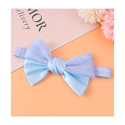 Babyhug Headband and Hair Clips with Bow & Rhinestones Applique Combo Pack - Sky Blue