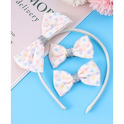 Babyhug Headband & Clips Combo Set Free Size with Bow Applique - Beige