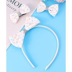 Babyhug Headband & Clips Combo Set Free Size with Bow Applique - Beige