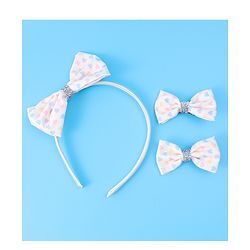 Babyhug Headband & Clips Combo Set Free Size with Bow Applique - Beige