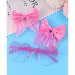 Babyhug Hair Clips & Sunglass Combo Set Free Size with Bow Applique - Pink