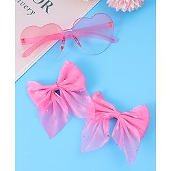 Babyhug Hair Clips & Sunglass Combo Set Free Size with Bow Applique - Pink